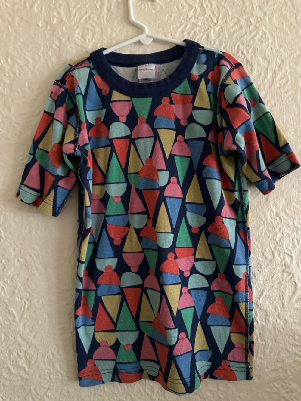 Hanna Andersson Short John Pajama Top Snow Cone Blue Yellow Red Kids Children 14